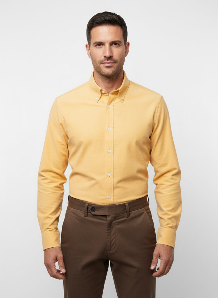 Yellow Soft Corduroy Shirt - Button Down Collar