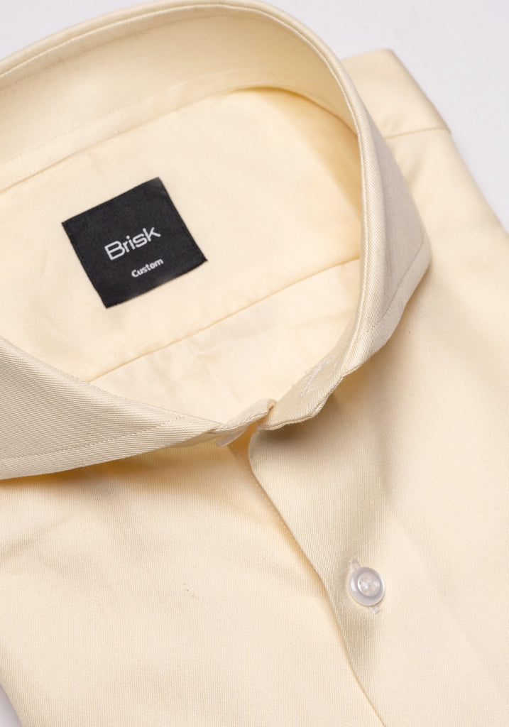Yellow Twill Pima Cotton Shirt - Cutaway Extreme Collar
