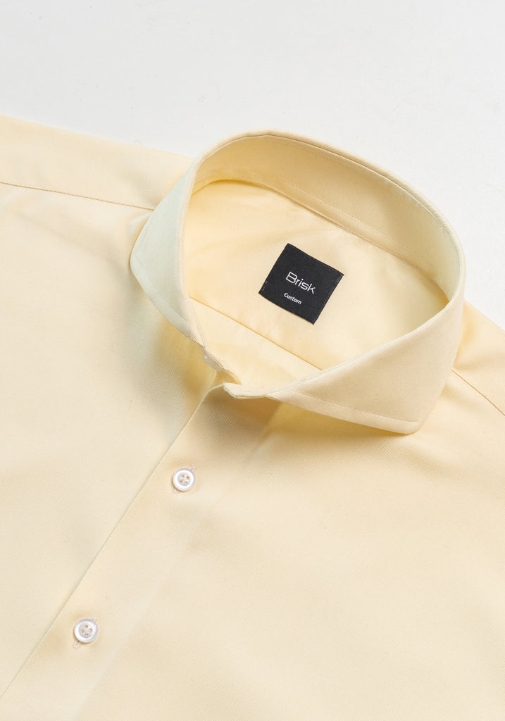 Yellow Twill Pima Cotton Shirt - Cutaway Extreme Collar