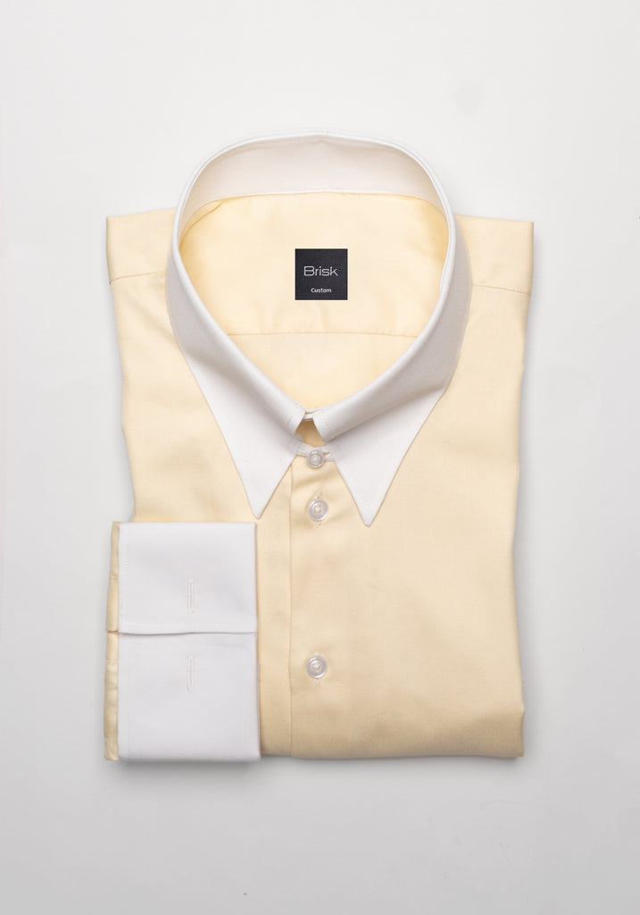 Yellow Twill Pima Cotton Shirt - White Tab Collar