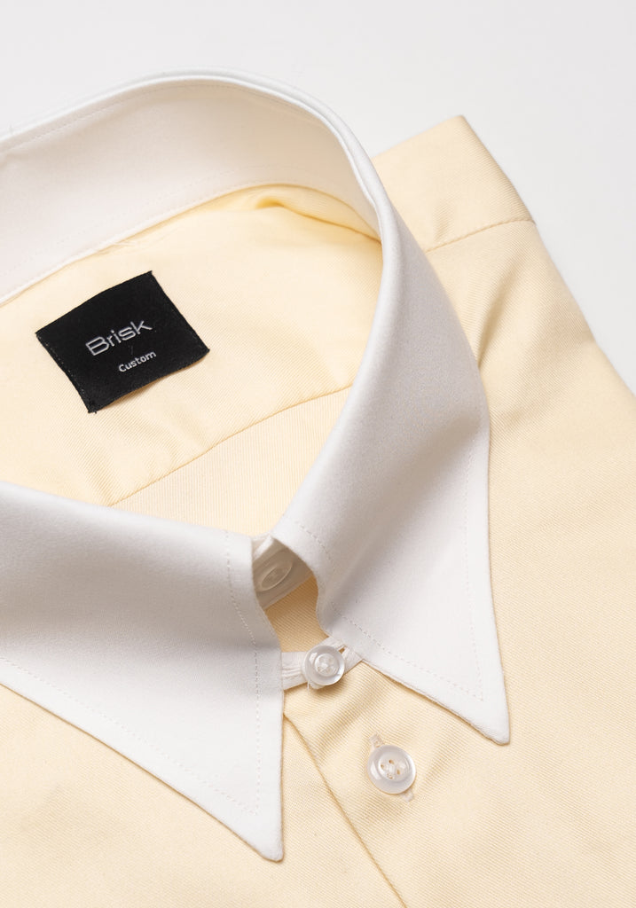 Yellow Twill Pima Cotton Shirt - White Tab Collar