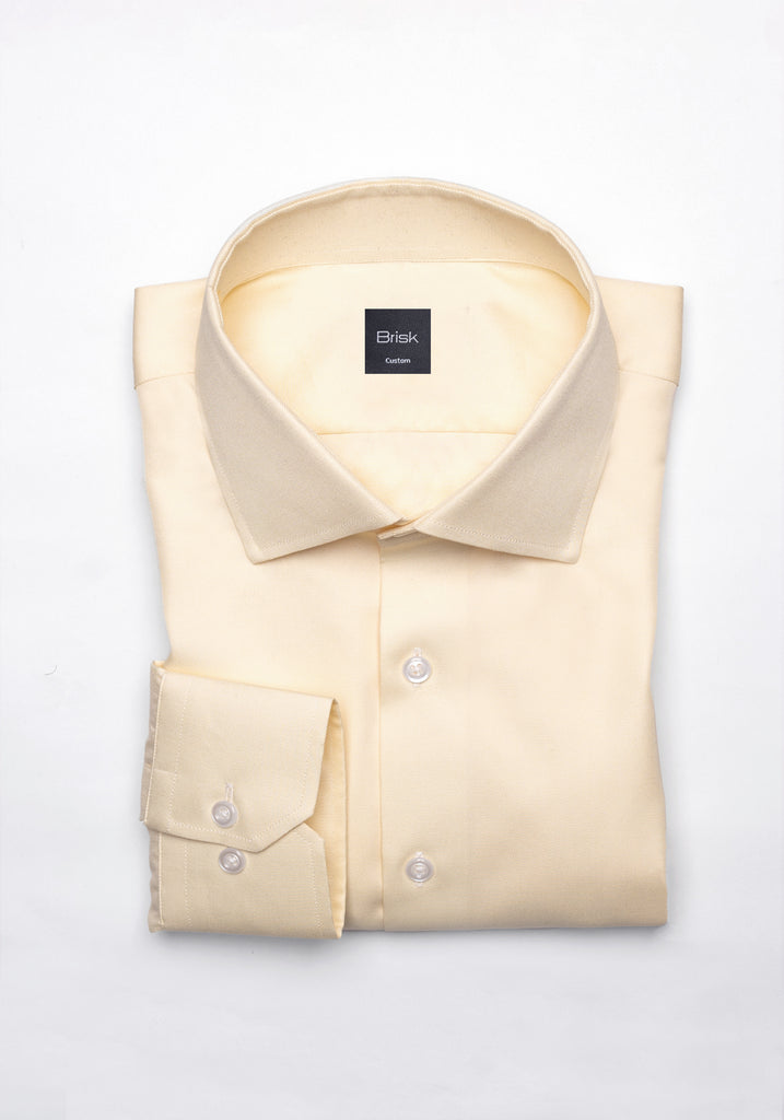 Yellow Twill Pima Cotton Shirt - Cutaway Classic Collar