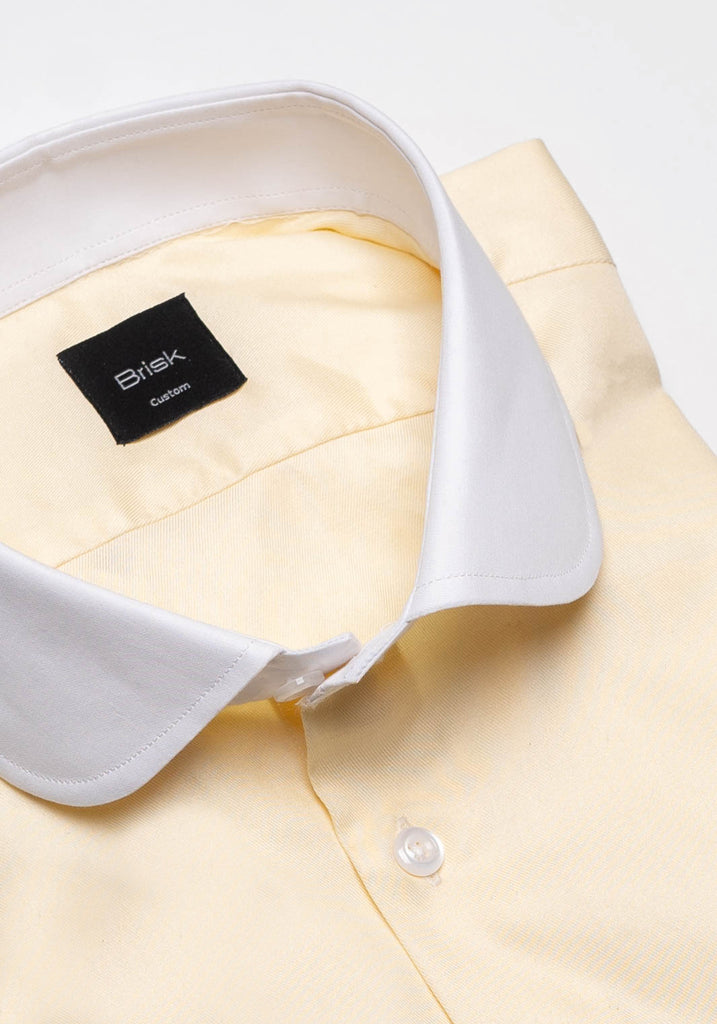 Yellow Twill Pima Cotton Shirt - White Club Collar