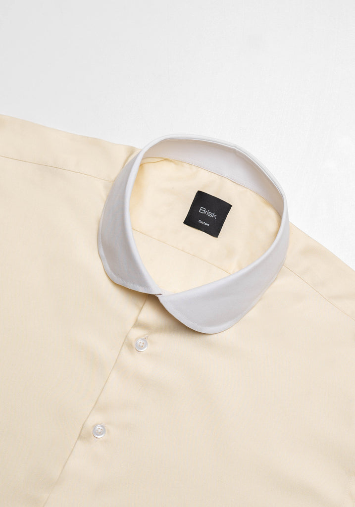 Yellow Twill Pima Cotton Shirt - White Club Collar