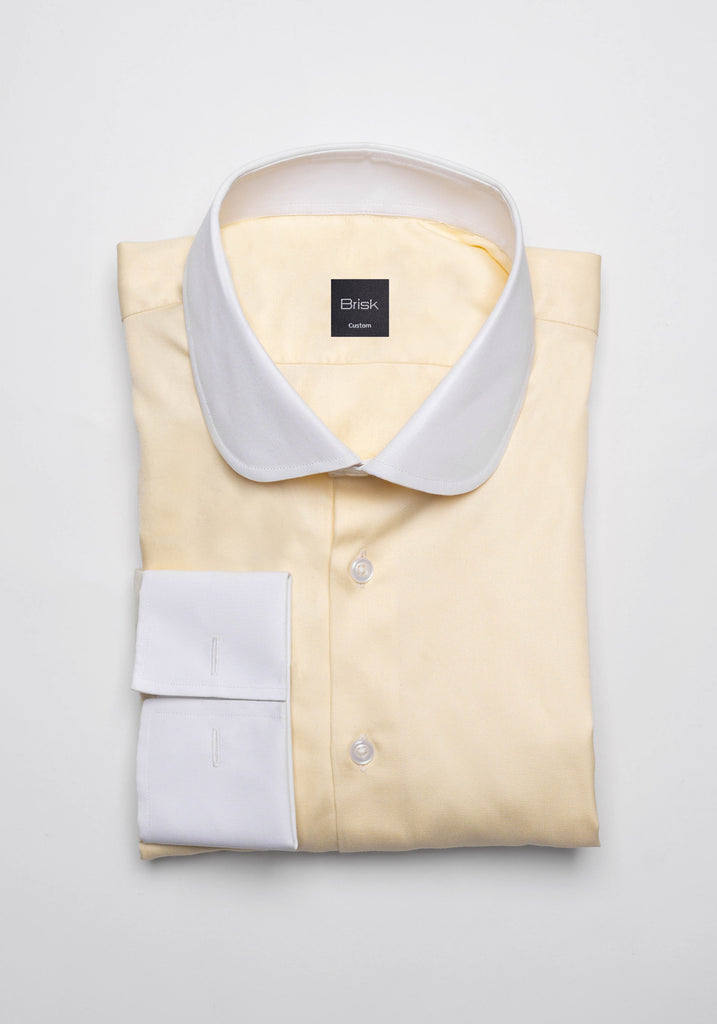 Yellow Twill Pima Cotton Shirt - White Club Collar