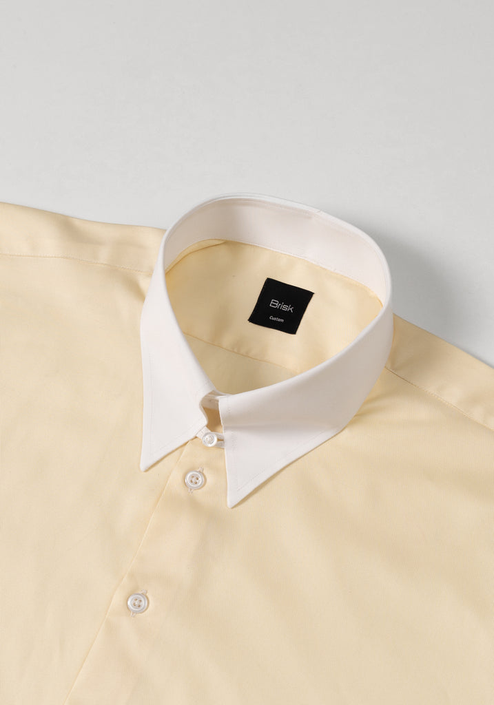 Yellow Twill Pima Cotton Shirt - White Tab Collar