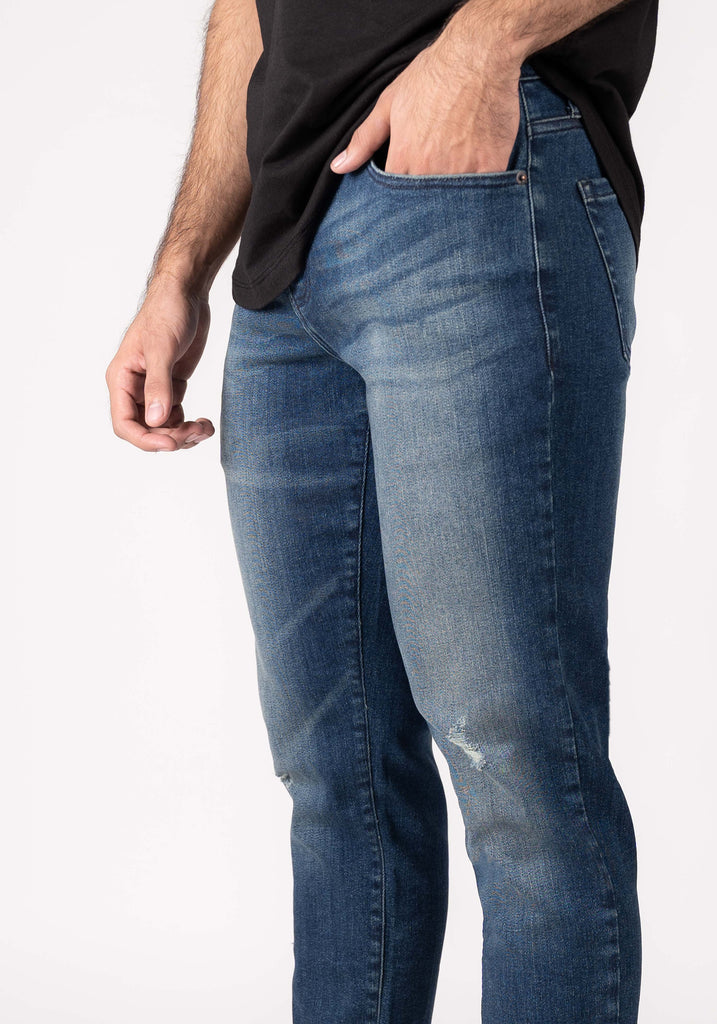 Dark Wash Tinted Slight Rip Slim Fit Jeans - Rotary