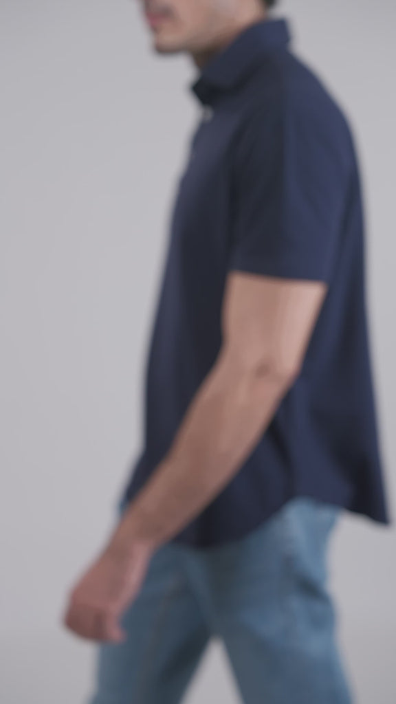 Midnight Blue Feather Soft Piqué Half Sleeve Polo Shirt