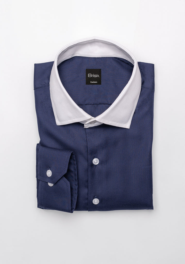 Egyptian Midnight Blue Royal Oxford Shirt - White Classic Collar