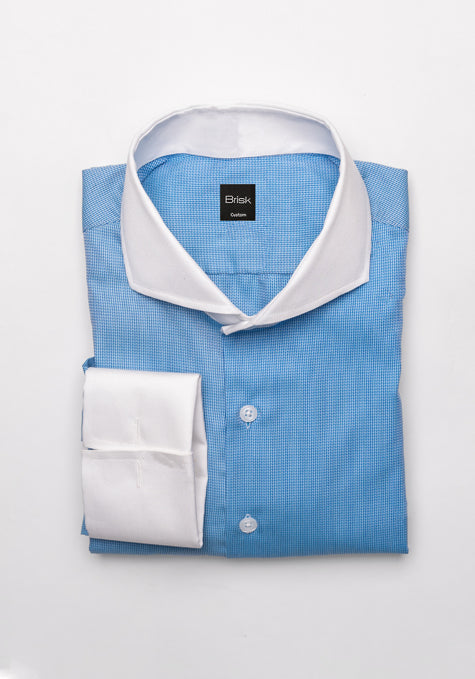 Egyptian Dual Mid Blue Structured Shirt - Wrinkle Resistant