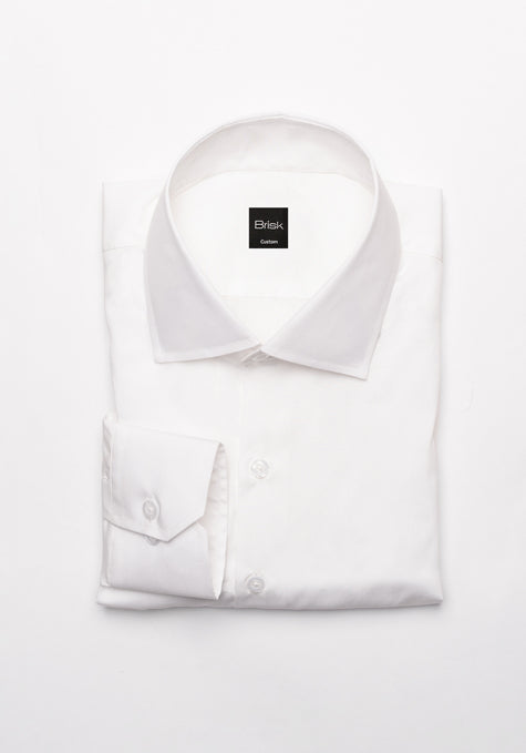 Egyptian White Light Weight 80's Poplin Shirt - Classic Collar