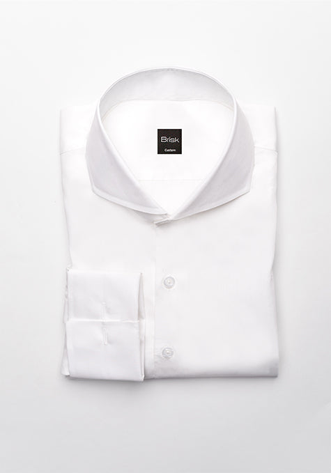 Egyptian White Light Weight 80's Poplin Shirt - Extreme Collar