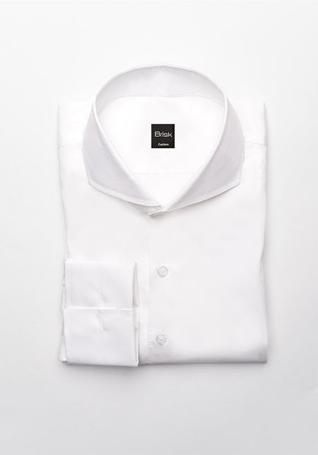 Egyptian White Light Weight 80's Poplin Shirt - Extreme Collar