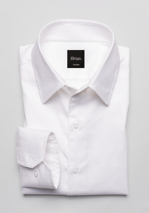 Pearl White Stretch High Collar Shirt - Hidden Button Down 17.5 / Modern Pearl White Stretch High Collar Shirt - Hidden Button Down 17.5 / Modern