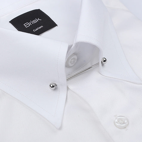 White 60's Poplin Collar Pin Shirt 21 / Modern