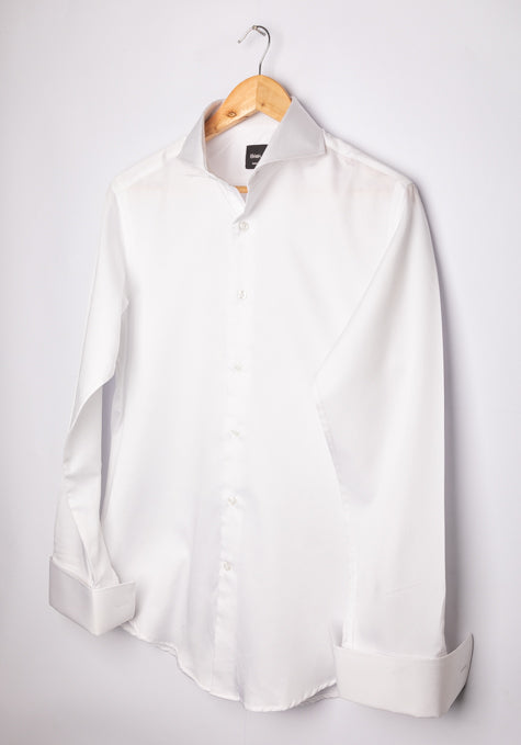 Egyptian White Twill Shirt - French Cuffs 19.5 / Modern Egyptian White Twill Shirt - French Cuffs 19.5 / Modern