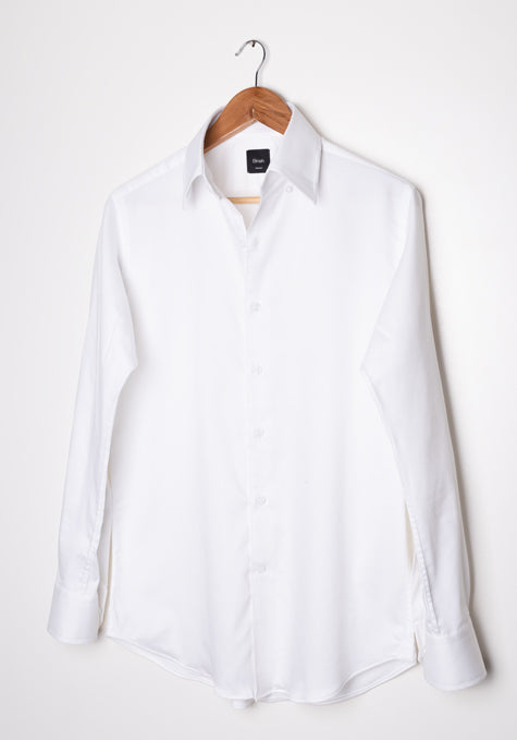 Pearl White Stretch High Collar Shirt Pearl White Stretch High Collar Shirt