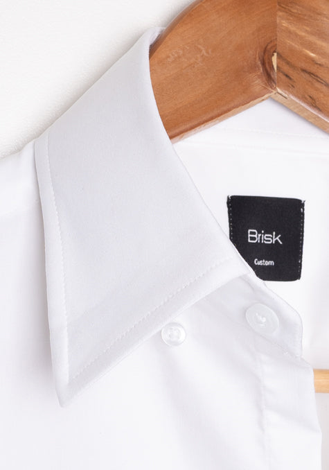 Pearl White Stretch High Collar Shirt