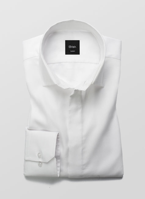 Egyptian White Twill Hidden Placket Shirt 18.5 / Regular